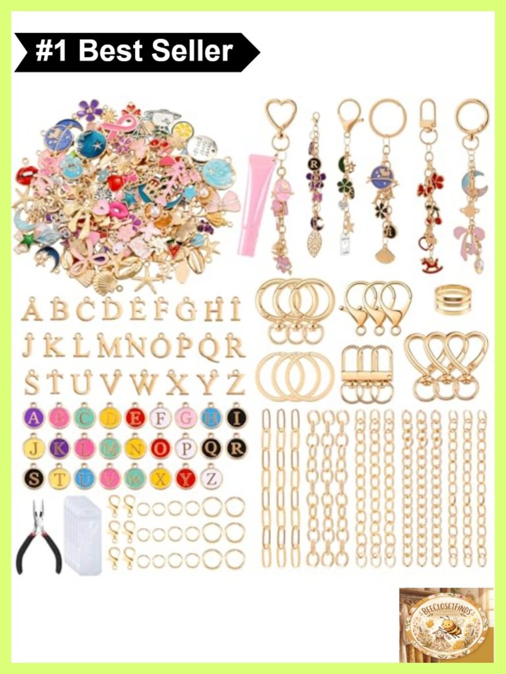 900pc Lip Gloss Keychain Making Kit DIY Jewelry Craft Set